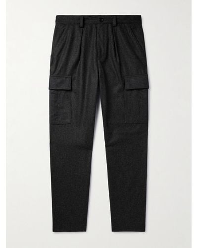 Brunello Cucinelli Straight-leg Wool Cargo Trousers - Black