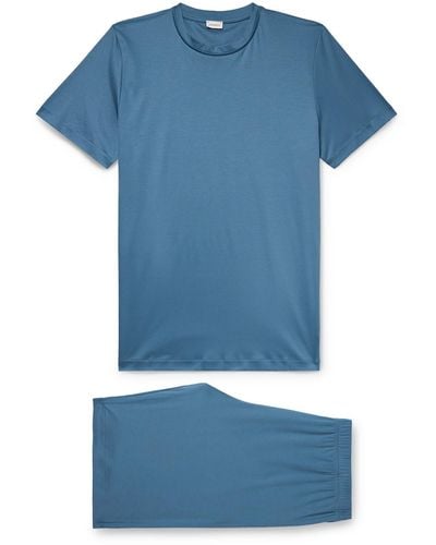 Zimmerli of Switzerland Sea Island Cotton-jersey Pajama Set - Blue