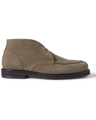 MR P. Andrew Split-toe Shearling-lined Waxed-suede Chukka Boots - Brown