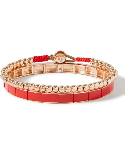 Roxanne Assoulin Set Of Two Gold-tone And Enamel Beaded Bracelets - Pink