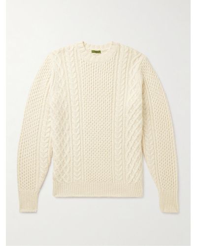 Sid Mashburn Cable-knit Wool-blend Sweater - Natural