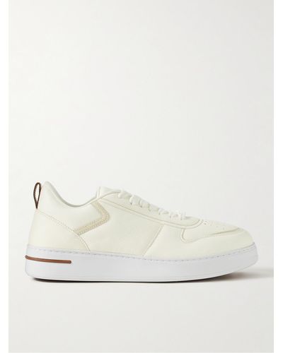 Loro Piana Newport Walk 2.0 Suede-trimmed Leather Trainers - Natural