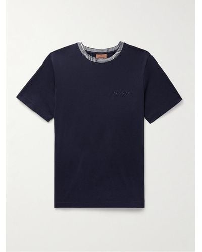 Missoni T-Shirt aus Baumwoll-Jersey mit Logostickerei - Blau