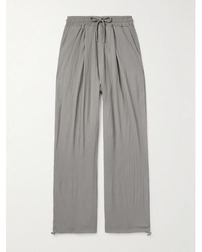 Frankie Shop Eliott Tapered Pleated Textured Stretch-jersey Drawstring Pants - Grey