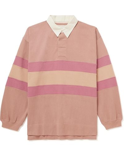STORY mfg. Paneled Organic Cotton-jersey Polo Shirt - Pink