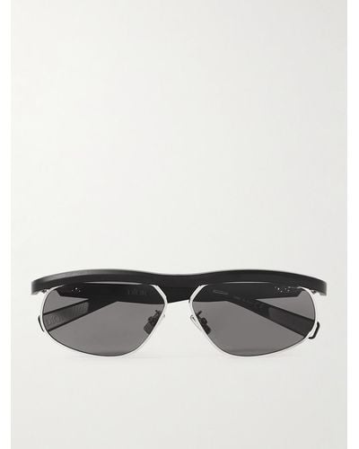 Dior Diorider S1u Oval-frame Acetate And Silver-tone Sunglasses - Black