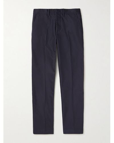 Tom Ford Pantaloni chino slim-fit in twill di cotone con pieghe - Blu