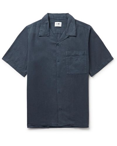 NN07 Julio 5029 Convertible-collar Twill Shirt - Blue