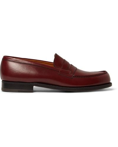 J.M. Weston 180 The Moccasin Leather Loafers - Red
