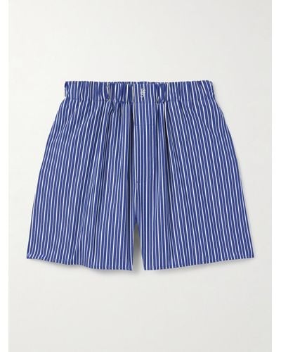 Frankie Shop Striped Cotton-poplin Boxer Shorts - Blue