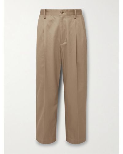 Wacko Maria Straight-leg Pleated Cotton-twill Pants - Natural