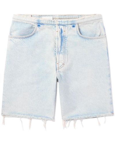 Givenchy Straight-leg Distressed Denim Bermuda Shorts - Blue