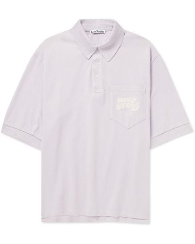 Acne Studios Logo-embroidered Cotton-piqué Polo Shirt - White