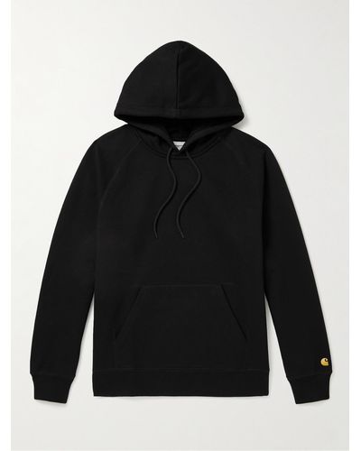 Carhartt Chase Logo-embroidered Cotton-blend Jersey Hoodie - Black