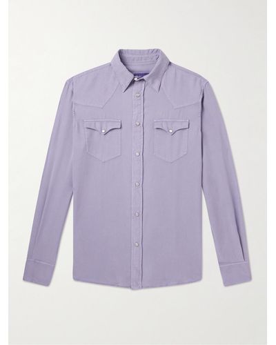 Ralph Lauren Purple Label Garment-dyed Lyocell-twill Western Shirt - Purple