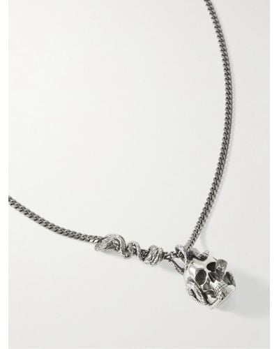 Alexander McQueen Skull Silver-tone Necklace - White