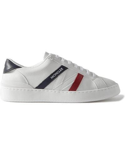 Moncler Monaco M Striped Leather Sneakers - Gray