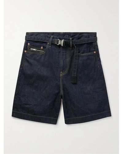Sacai Beyondexx Wide-leg Belted Denim Shorts - Blue