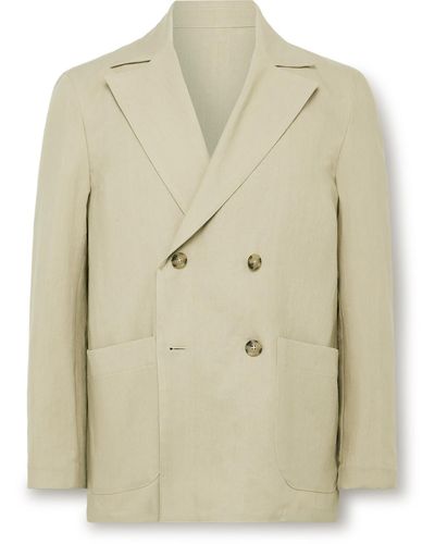 STÒFFA Unstructured Double-breasted Washed-linen Blazer - Natural