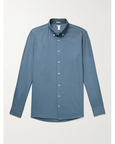 Massimo Alba Boston Button-down Collar Twill Shirt - Blue