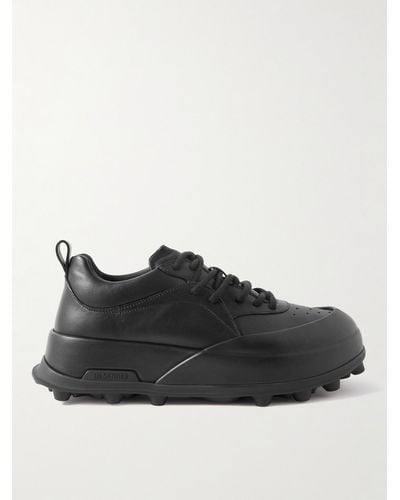 Jil Sander Orb Leather Sneakers - Black