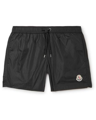 Moncler Slim-fit Mid-length Logo-appliquéd Swim Shorts - Black