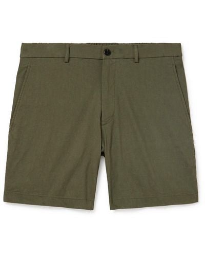 Theory Curtis 7" Straight-leg Good Linen Shorts - Green