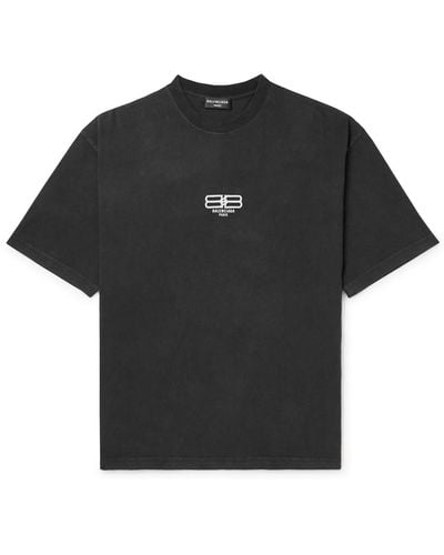 Balenciaga Bb Paris Logo-embroidered Organic Cotton-jersey T-shirt - Black