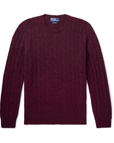 Polo Ralph Lauren Logo-embroidered Cable-knit Cashmere Sweater - Purple