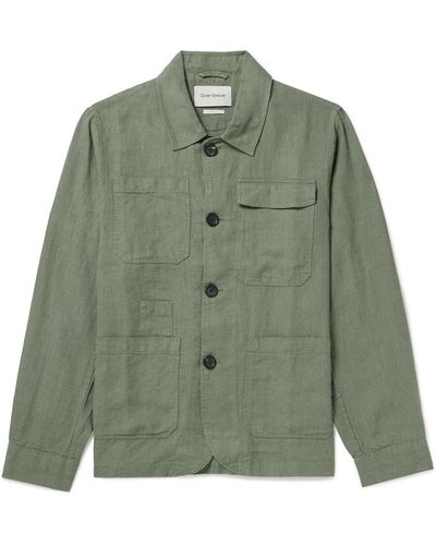 Oliver Spencer Hythe Linen Chore Jacket - Green
