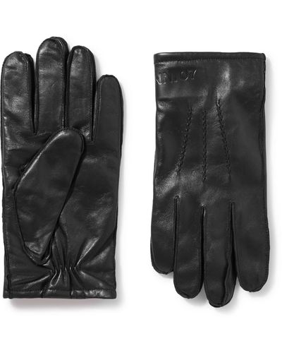 NN07 Eleven 9150 Ribbed Knit-trimmed Leather Gloves - Black