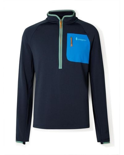 COTOPAXI Otero Shell-trimmed Stretch Recycled-knit Half-zip Sweatshirt - Blue
