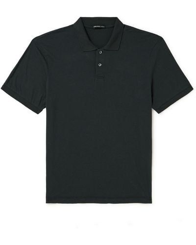 James Perse Luxe Lotus Cotton-jersey Polo Shirt - Black