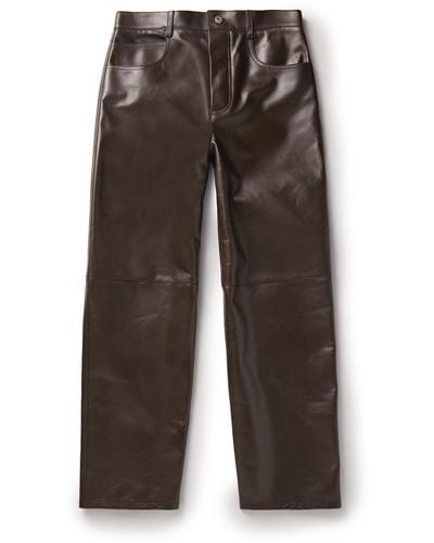 Bottega Veneta Straight-leg Paneled Leather Pants - Brown
