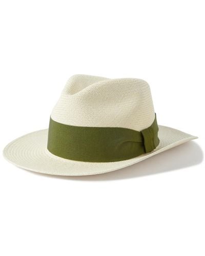 Frescobol Carioca Rafael Grosgrain-trimmed Straw Panama Hat - Green