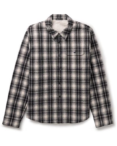 James Perse Fleece-lined Checked Cotton-flannel Overshirt - Black