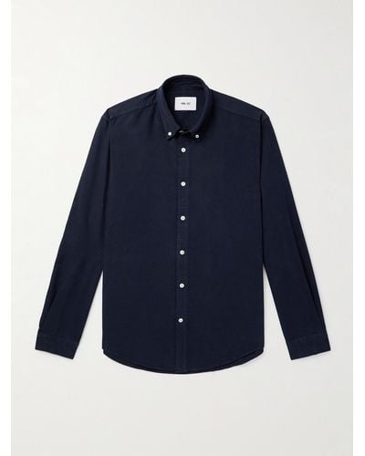 NN07 Arne 5725 Button-down Collar Organic Cotton Oxford Shirt - Blue
