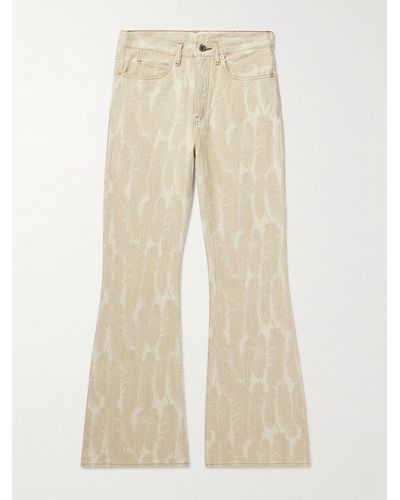 Kapital Magpie schmal geschnittene Bootcut-Jeans mit Jacquard-Muster - Natur