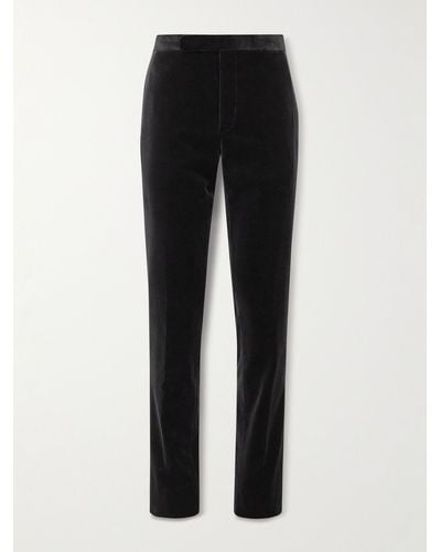 Polo Ralph Lauren Slim-fit Straight-leg Cotton-velvet Suit Trousers - Black