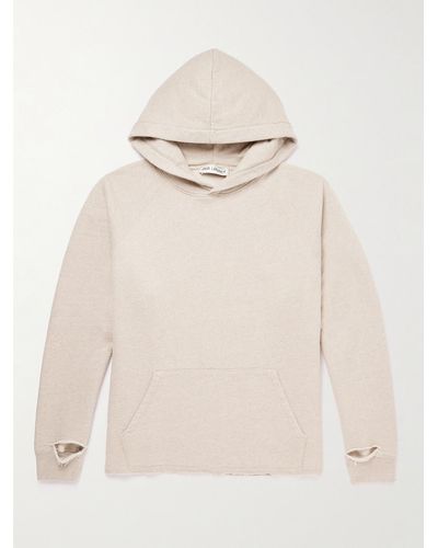 Our Legacy Distressed Cotton And Linen-blend Hoodie - Natural