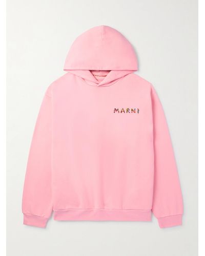 Marni Oversized-Hoodie aus Baumwoll-Jersey mit Logoprint - Pink