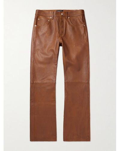 Enfants Riches Deprimes Straight-leg Panelled Leather Trousers - Brown