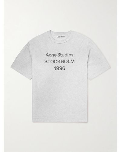 Acne Studios Exford Distressed Logo-print Organic Cotton-jersey T-shirt - White