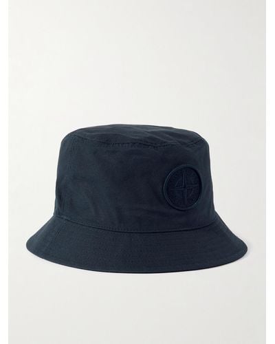 Stone Island Logo-embroidered Cotton-canvas Bucket Hat - Blue