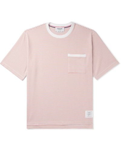 Thom Browne Oversized Striped Cotton-jersey T-shirt - Pink