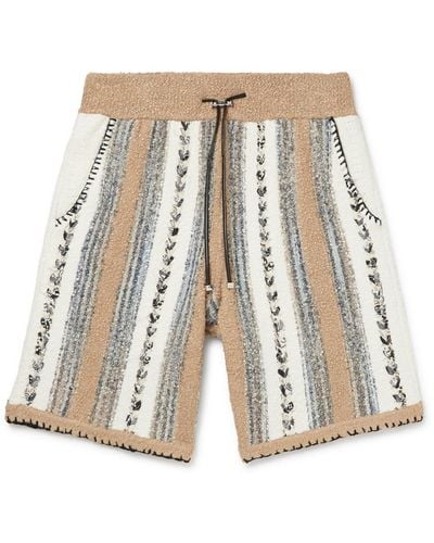 Amiri Straight-leg Jacquard Cotton And Silk-blend Bouclé Drawstring Shorts - Natural