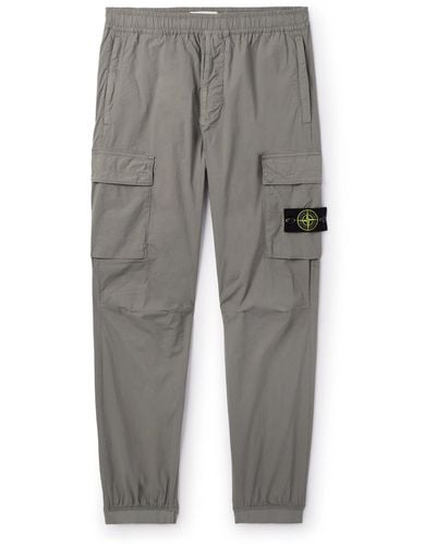 Stone Island Tapered Cotton-blend Cargo Pants - Gray