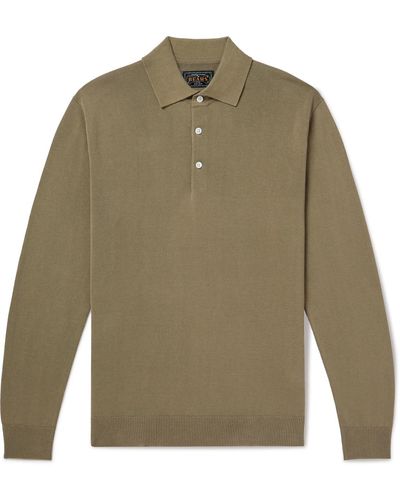 Beams Plus Knitted Polo Shirt - Green