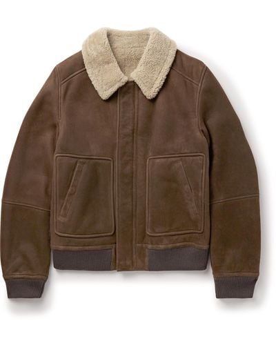 Yves Salomon Shearling-lined Suede Jacket - Brown