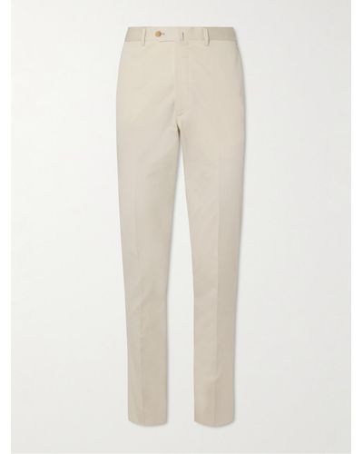 De Petrillo Tapered Cotton-blend Twill Suit Trousers - Natural